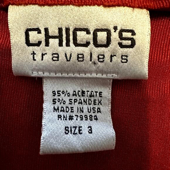 Chico's Travelers Cardigan Sweater Long Sleeve Open Tie Front Slinky Knit Red XL - Picture 2 of 4